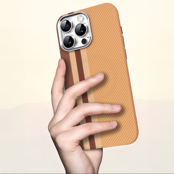 Θήκη για iPhone 16 Pro Max, ανθρακονήματα MagSafe, κίτρινη