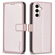 Θήκη με πτερύγιο για Samsung Galaxy S23 FE, BINFEN Wallet, ροζ rose gold + γυαλί 9H 