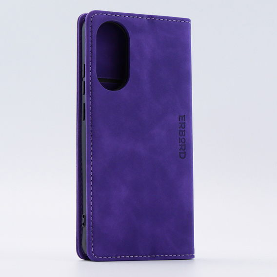 Θήκη για Oppo A78 4G, ERBORD Vintage, πορτοφόλι με πτερύγιο, μωβ