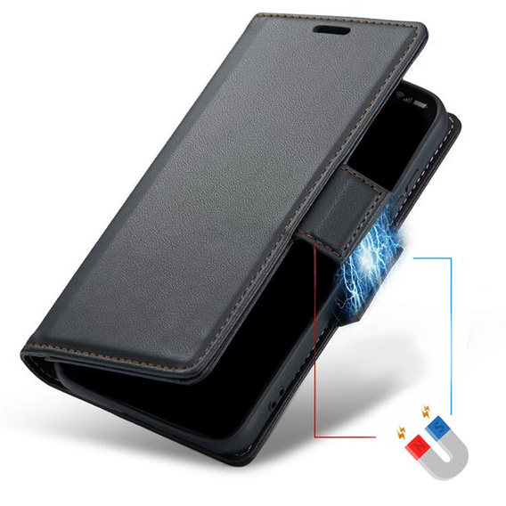 Θήκη για Realme 12 Pro 5G / 12 Pro+ 5G, ERBORD Glossy Litchi, πορτοφόλι με πτερύγιο, μαύρη