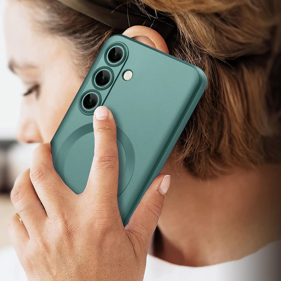Θήκη για Samsung Galaxy A56, ColorMag, για MagSafe, πράσινη + γυαλί 9H, μετριασμένο