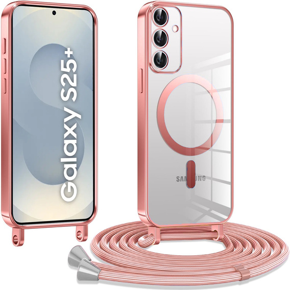 Θήκη για Samsung Galaxy S25+ Plus, Electro MagSafe, ροζ + κορδόνι