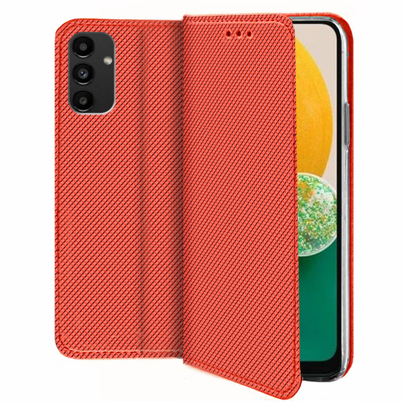 Θήκη για Samsung Galaxy A15, Smart Magnet, κόκκινη + γυαλί 9H