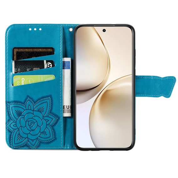 Θήκη με πτερύγιο για Realme 14 Pro 5G, Butterfly, μπλε