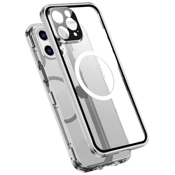 Μαγνητική θήκη MagSafe Dual Glass για iPhone 14 Pro, ασημένια