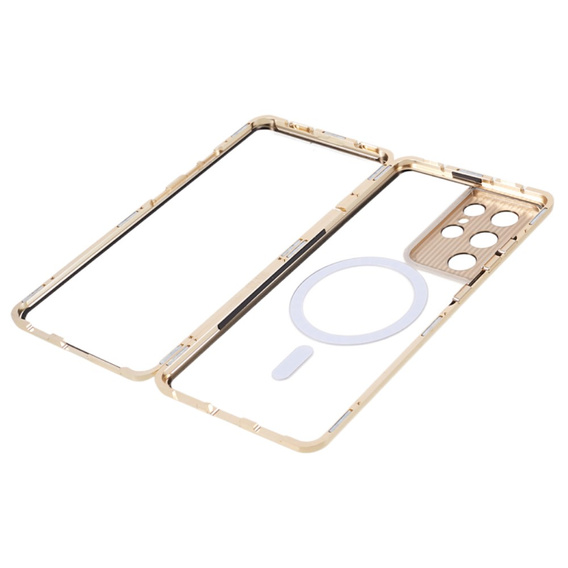 Μαγνητική θήκη MagSafe Dual Glass για Samsung Galaxy S21 Ultra, χρυσή