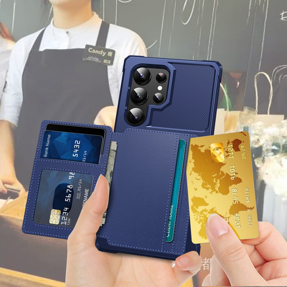 Θήκη για Samsung Galaxy S25 Ultra, Card Holder Kickstand, μαύρη