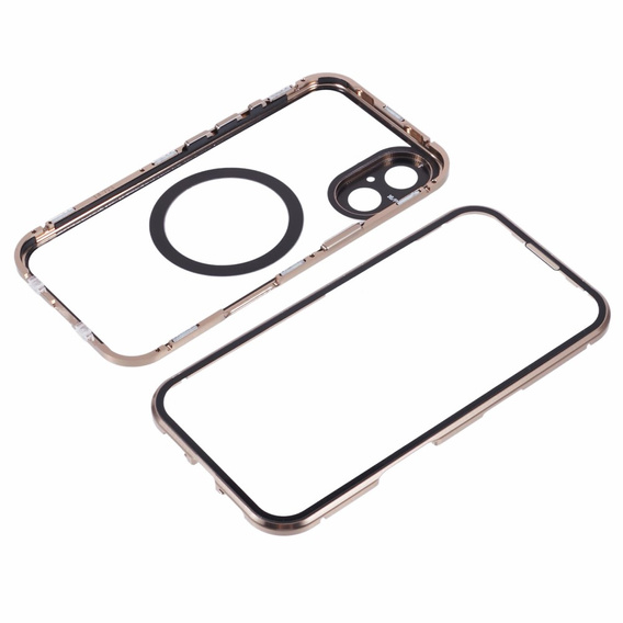 Μαγνητική θήκη MagSafe Dual Glass για iPhone 16, χρυσή