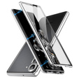 θήκη για το Samsung Galaxy S24, Magnetic Dual Glass, ασημένια
