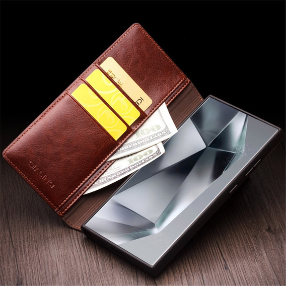 QIALINO Δερμάτινη θήκη πορτοφολιού με πτερύγιο για Samsung Galaxy S24 Ultra