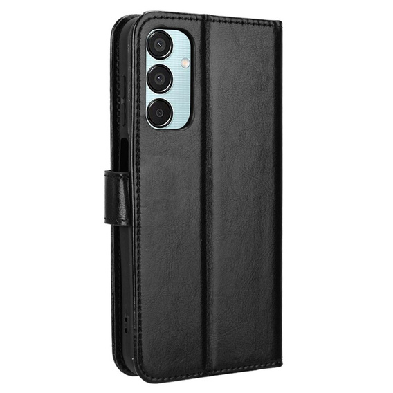 Θήκη με πτερύγιο για Samsung Galaxy M15 5G, Crazy Horse Wallet, μαύρη