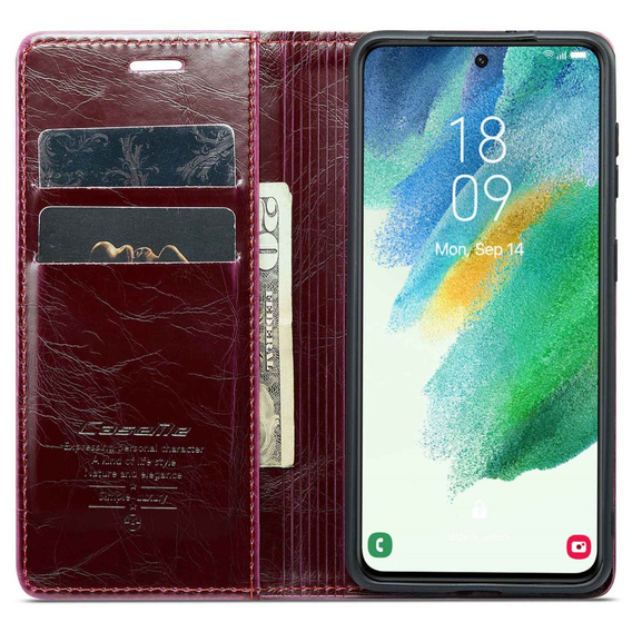 θήκη CASEME για Samsung Galaxy S21 FE, Waxy Textured, κόκκινη