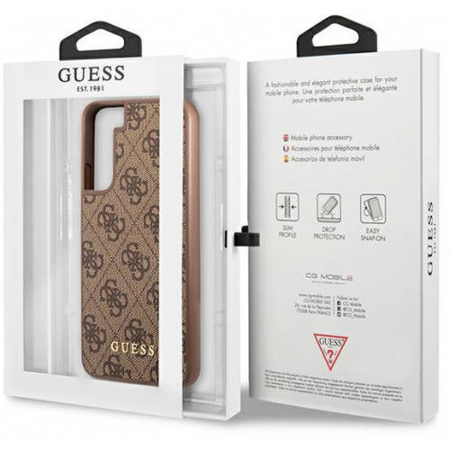 GUESS Θήκη για Samsung Galaxy S23, 4G Metal Gold Logo, καφέ
