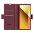 Θήκη για Xiaomi Redmi Note 13 5G, ERBORD Glossy Litchi, πορτοφόλι με πτερύγιο, κόκκινη