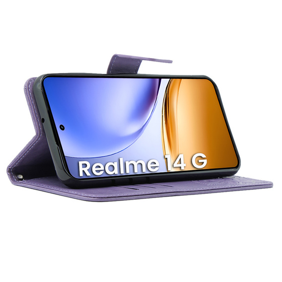 Θήκη με πτερύγιο για Realme 14 5G / Realme 14T 5G, Butterfly, μωβ