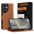 Δερμάτινη θήκη για Samsung Galaxy S24, ERBORD LeatherWallet, καφέ