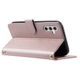 θήκη πτερύγιο για Samsung Galaxy S25 FE, Rhombus Crossbody Leather, ροζ rose gold