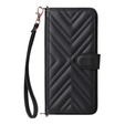 Θήκη με πτερύγιο για Oppo Reno 13 5G, Crossbody Leather Wallet, μαύρη