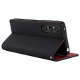 Θήκη με πτερύγιο για Sony Xperia 1 V, Litchi Skin Grain, μαύρη