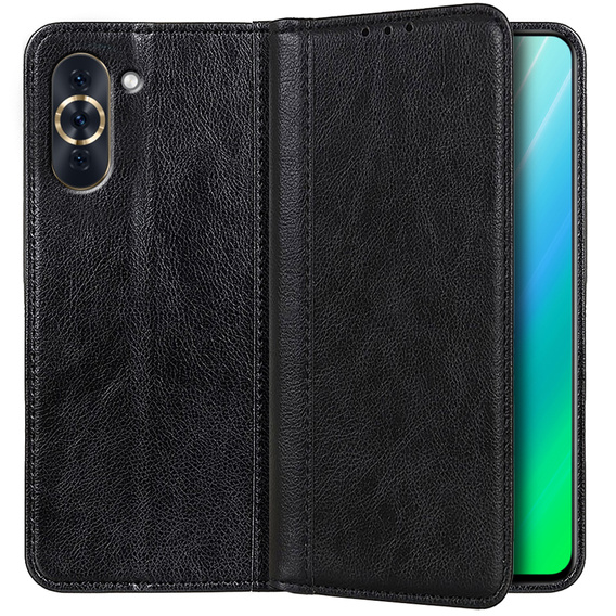 θήκη με πτερύγιο για Huawei Nova 10 Pro 4G, Split Leather, μαύρη