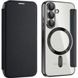 Θήκη με πτερύγιο για Samsung Galaxy S25+ Plus, RFID Wallet MagSafe CamShield, μαύρη