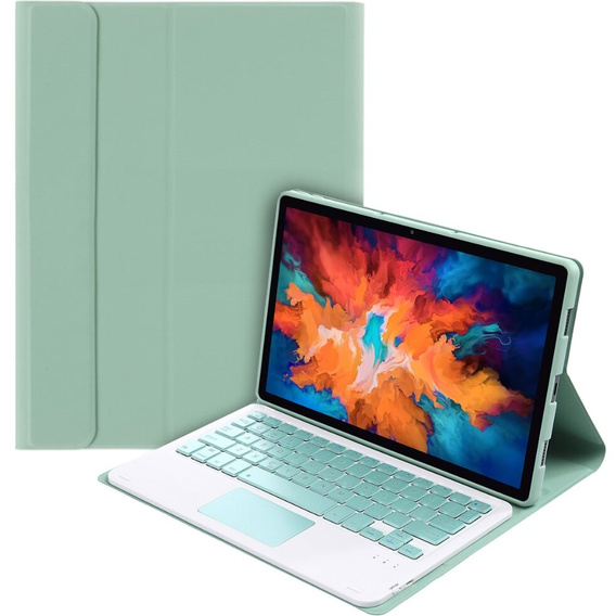 Θήκη + πληκτρολόγιο Lenovo Tab P11 J606F / Tab P11 5G / P11 + Plus, TouchPad Keyboard, ανοιχτή πράσινη