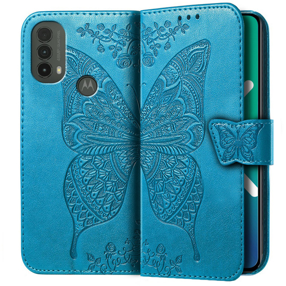 Θήκη με πτερύγιο για Motorola Moto E40/E30/E20, Butterfly, μπλε
