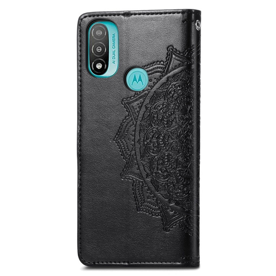 Θήκη με πτερύγιο για Motorola Moto E20/E30/E40, Mandala, μαύρη