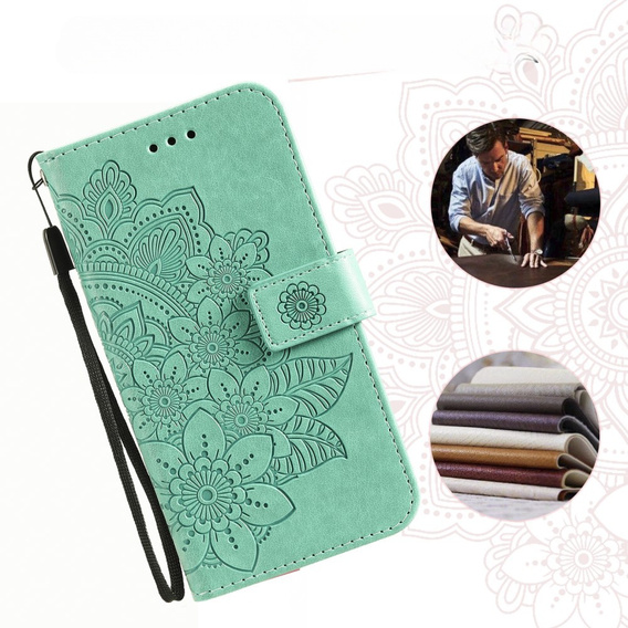 Θήκη με πτερύγιο για Samsung Galaxy A54 5G, Mandala Flower, πράσινη