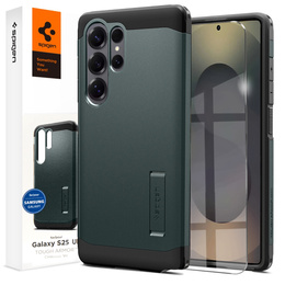 θήκη Spigen για Samsung Galaxy S25 Ultra, Tough Armor Mag Mag MagSafe, πράσινη + μετριασμένο γυαλί 9H