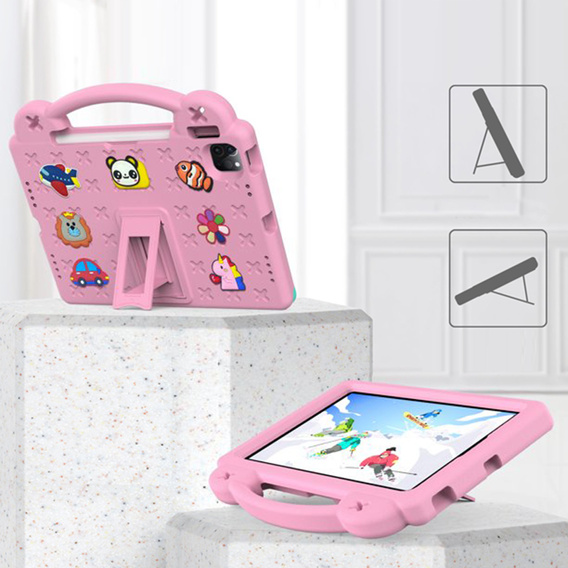 Παιδική θήκη για iPad 10.9 2022 10 Gen, Cute Patterns, με βάση, ροζ