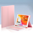 Θήκη + πληκτρολόγιο iPad 10.2 7/8/9 gen 2019/2020/2021, Keyboard Cover Pen Slot, ροζ rose gold