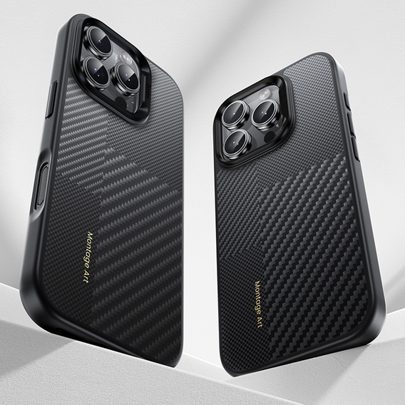 θήκη BENKS Kevlar για iPhone 16 Pro Max, για MagSafe, Carbon Fiber, μαύρη
