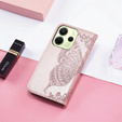 Θήκη με πτερύγιο για Xiaomi Redmi Note 14 4G, Butterfly, ροζ rose gold