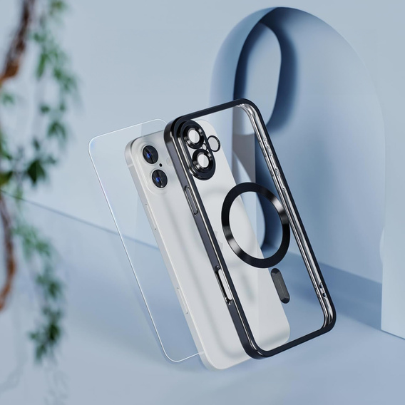 Θήκη για iPhone 16, Electro MagSafe, μαύρη + Γυαλί για την οθόνη