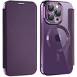 Θήκη με πτερύγιο για iPhone 15 Pro Max, RFID Wallet MagSafe CamShield, μωβ