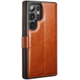 θήκη flip για Samsung Galaxy S25 Ultra, QIALINO Leather Wallet, καφέ