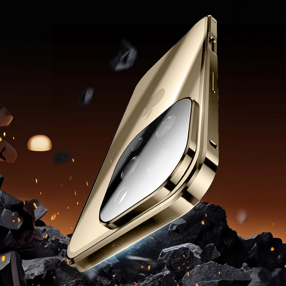 θήκη για το iPhone 16 Pro, Magnetic Dual Glass, χρυσή