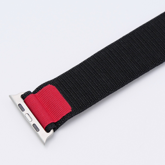 Λουράκι νάιλον για Apple Watch 1/2/3/4/5/6/7/8/SE/ULTRA 42/44/45/49mm, μαύρη / κόκκινη 