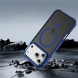Ματ θήκη για iPhone 17 Pro, θωρακισμένη, για MagSafe, καπνιστή με μπλε πλευρές