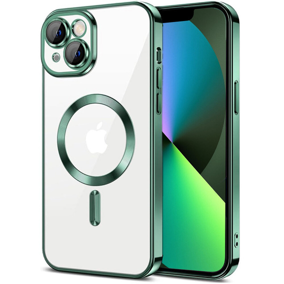 Θήκη για iPhone 13, Electro MagSafe, πράσινη + Γυαλί για την οθόνη