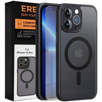 Θήκη για iPhone 13 Pro, για MagSafe, ERBORD Μatt Case, μαύρη + Γυαλί οθόνης