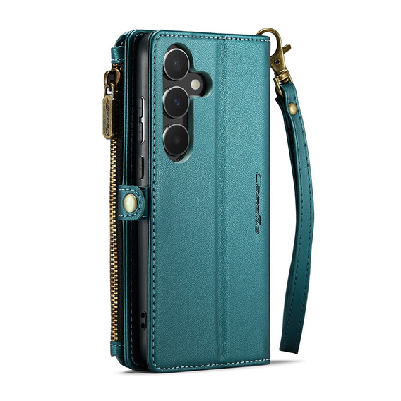 θήκη CASEME για Samsung Galaxy A55 5G, RFID Leather Wallet, με λουράκι ώμου, πράσινη