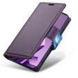 Θήκη για Infinix Note 50 Pro, ERBORD Glossy Litchi, πορτοφόλι με πτερύγιο, μωβ