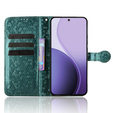 Θήκη με πτερύγιο για Oppo Reno 14, πορτοφόλι Rhombus, πράσινο