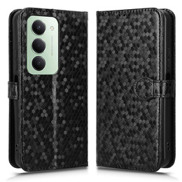 Θήκη με πτερύγιο για Xiaomi Redmi 15 5G / 4G, πορτοφόλι ρόμβος, μαύρο