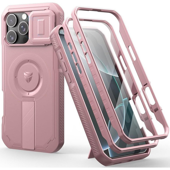 Θωρακισμένη θήκη για iPhone 16 Pro Max, Dexnor CamProtect MagSafe, ροζ (Δύο πλαίσια)