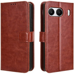 Θήκη με πτερύγιο για OnePlus Nord 4, Crazy Horse Wallet, καφέ