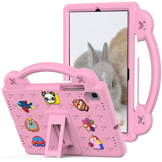 Παιδική θήκη για Samsung Galaxy Tab S6 Lite 10.4 2020/2022 / Tab A7 2020 T500 / T505 / Tab S6 T860/T865, Cute Patterns, με βάση, ροζ