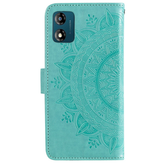 Θήκη με πτερύγιο για Motorola Moto E13, Mandala Flower, πράσινη